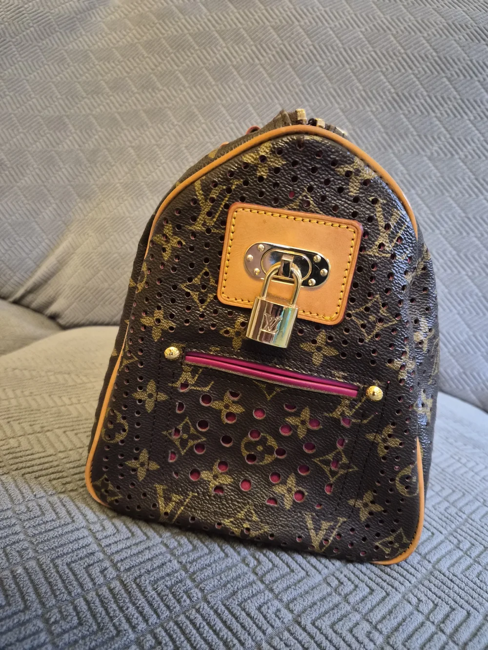 Louis Vuitton Brown Monogram Perforated Speedy with Tan Trim